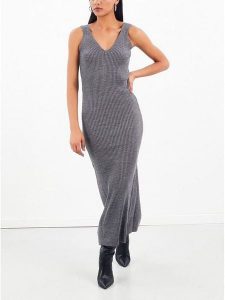 LA Angels Sukienka dzianinowa w kolorze szarym rozmiar: L. Szare sukienki LA Angels, na co dzień, l, bez wzorów, z dzianiny, bez kołnierzyka, bez ramiączek, maxi, proste. Za 104,99 zł.