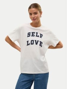Vero Moda T-Shirt Halle 10321318 Biały Loose Fit. Białe t-shirty Vero Moda, s, bez wzorów, z bawełny, bez kołnierzyka, bez ramiączek. Za 99,99 zł.
