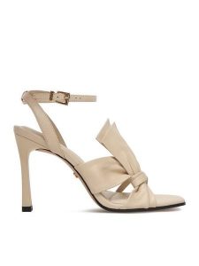 GINO ROSSI Sandały EO-LT23-310 Beżowy. Brązowe sandały Gino Rossi, bez wzorów, ze skóry, bez obcasa, na szpilce, bez zapięcia. Za 399,99 zł.