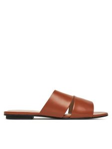 Calvin Klein Klapki Flat Slide - Lth 2 Straps HW0HW02365 Brązowy. Brązowe klapki Calvin Klein, bez wzorów, ze skóry, bez obcasa. Za 309,99 zł.