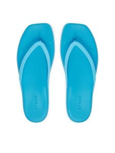 Crocs Japonki Miami Frosted Flip 211474 Niebieski. Niebieskie klapki Crocs, bez wzorów, z tworzywa sztucznego, bez obcasa. Za 139,99 zł.