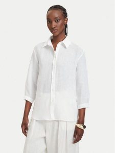 Marella Koszula Girello 2615111122 Biały Regular Fit. Białe koszule Marella, bez wzorów, ze lnu, bez kołnierzyka, bez ramiączek. Za 499,99 zł.