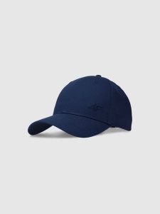 4F Czapka z daszkiem strapback uniseks - granatowa XS/S. Niebieskie czapki 4f, bez wzorów, z bawełny, sportowe. W wyprzedaży za 39,99 zł.