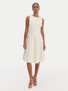 LAUREN RALPH LAUREN Sukienka koktajlowa 200980935002 Écru Slim Fit. Białe sukienki Lauren Ralph Lauren, bez wzorów, z wiskozy, wizytowe, bez kołnierzyka, bez ramiączek. Za 668,99 zł.