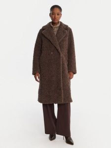 Bomboogie Kożuch CW360STSFC5 Brązowy Regular Fit. Brązowe płaszcze Bomboogie, bez wzorów, z syntetyku, bez kaptura. Za 829,00 zł.