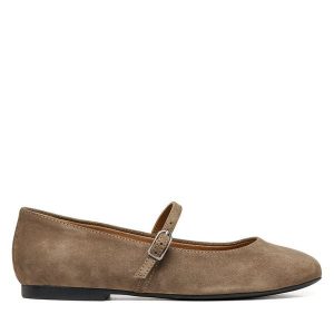 Baleriny Geox. Brązowe balerinki Geox, bez wzorów, bez obcasa, bez zapięcia. Za 449,99 zł.