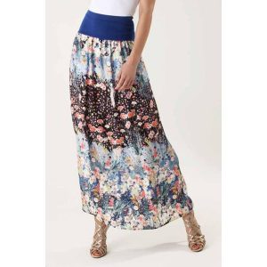 Spódnica w kolorze niebieskim ze wzorem. Spódnice marki Far Far Fashion. W wyprzedaży za 79,95 zł.