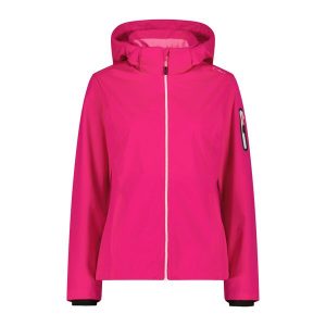 Kurtka damska turystyczna CMP 39A5016. Czerwone kurtki CMP, l, bez wzorów, z softshellu, z kapturem. Za 365,50 zł.