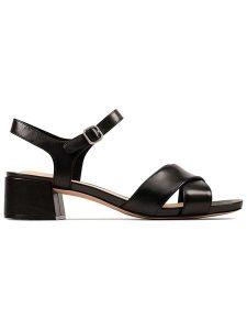 Clarks Skórzane sandały "Sheer35 Strap" w kolorze czarnym na obcasie rozmiar: 37. Czarne sandały Clarks, bez wzorów, z otwartym noskiem, bez obcasa, na koturnie, bez zapięcia. Za 193,24 zł.