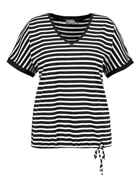 SAMOON Koszulka w kolorze czarno-białym rozmiar: 50. Białe bluzki Samoon, bez wzorów, bez kołnierzyka, bez ramiączek. Za 61,17 zł.