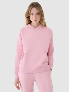 4F Bluza dresowa nierozpinana z kapturem damska - różowa L. Czerwone bluzy 4f, l, bez wzorów, z bawełny, z kapturem. W wyprzedaży za 99,99 zł.