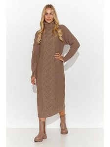 Makadamia Sukienka dzianinowa w kolorze jasnobrązowym rozmiar: onesize. Brązowe sukienki Makadamia, bez wzorów, z dzianiny, bez kołnierzyka, bez ramiączek, maxi. Za 169,67 zł.