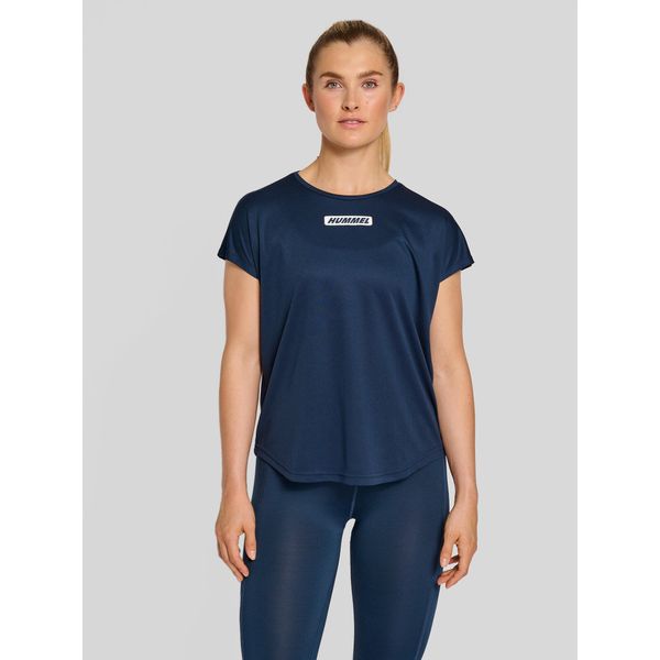 Koszulka damska Hummel TE Tola. Niebieskie bluzki Hummel, xs, bez wzorów, sportowe, bez kołnierzyka, bez ramiączek. Za 144,00 zł.