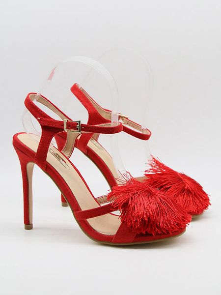 Bellucci Sandały w kolorze czerwonym na obcasie rozmiar: 36. Czerwone sandały Bellucci, z aplikacjami, z otwartym noskiem, bez obcasa, na koturnie, bez zapięcia. Za 83,03 zł.