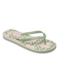 Klapki dla Kobiety TAHITI. Czerwone klapki Roxy, bez wzorów, z materiału, bez obcasa. Za 62,99 zł.