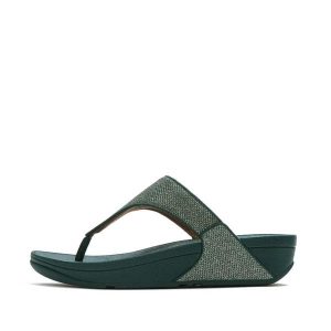 Klapki między palcami damskie FitFlop Lulu Shimmerglitz. Niebieskie klapki FIT FLOP, bez wzorów, bez obcasa. Za 443,50 zł.