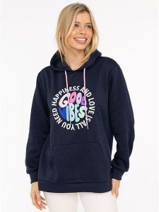 Zwillingsherz Bluza "Happiness and Love" w kolorze granatowym rozmiar: S/M. Niebieskie bluzy Zwillingsherz, m, bez wzorów, z kapturem. Za 175,67 zł.