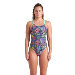 Strój Kąpielowy damski Arena Vivid Repeat Swimsuit Swim. Szare stroje jednoczęściowe Arena, bez wzorów. Za 219,99 zł.
