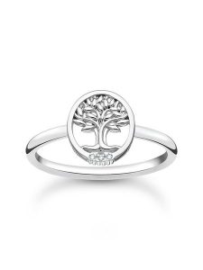 Thomas Sabo Srebrny pierścionek z cyrkoniami rozmiar: 48. Szare pierścionki Thomas Sabo, z cyrkonią, srebrne. Za 100,99 zł.