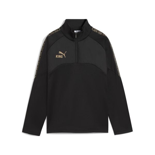 Młodzieżowa treningowa kurtka na zimę KING z zamkiem 1/4 PUMA Black Gold. Czarna kurtki Puma, na zimę, l, bez wzorów, bez kaptura. Za 199,00 zł.