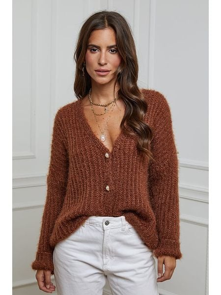 L'armoire de Suzette Kardigan w kolorze brązowym rozmiar: 38/40. Brązowe kardigany L'armoire de Suzette, ze splotem. Za 143,90 zł.