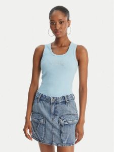 Juicy Couture Top Thin Strap JCWLV126308 Błękitny Slim Fit. Niebieskie topy Juicy Couture, l, bez wzorów, z bawełny, bez kołnierzyka, bez ramiączek. Za 179,99 zł.