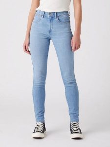 Wrangler Dżinsy "High Rise Skinny For Keeps" - Skinny fit - w kolorze błękitnym rozmiar: W29/L32. Niebieskie jeansy Wrangler, z aplikacjami, z podwyższonym stanem. Za 175,26 zł.