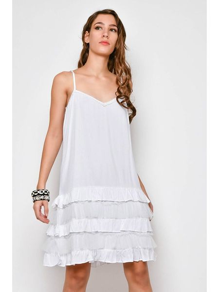 H.H.G. Sukienka w kolorze białym rozmiar: M. Białe sukienki H.H.G., m, bez wzorów, z wiskozy, bez kołnierzyka, bez ramiączek, mini. Za 79,03 zł.