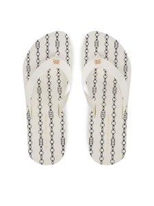 Tommy Hilfiger Japonki Im Th Chainprint Midwedge Sandal FW0FW08527 Biały. Białe klapki TOMMY HILFIGER, bez wzorów, z materiału, bez obcasa. Za 149,99 zł.