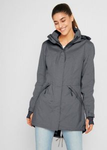 Parka funkcjonalna, z materiału odpychającego wodę. Szare płaszcze bonprix, s, bez wzorów. Za 309,99 zł.