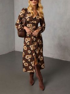 Milan Kiss Sukienka w kolorze brązowym rozmiar: S. Brązowe sukienki Milan Kiss, s, bez wzorów, bez kołnierzyka, bez ramiączek, maxi. Za 165,99 zł.