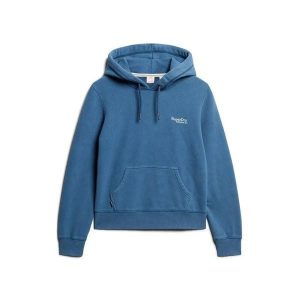 Bluza z logo dla kobiet Superdry Essential. Niebieskie bluzy Superdry, bez wzorów, z kapturem. Za 349,55 zł.