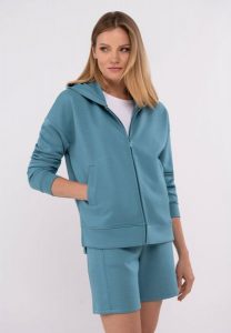 Bluza z kapturem B-FLORENCE. Niebieskie bluzy Volcano, s, bez wzorów, z elastanu, z kapturem. Za 179,99 zł.