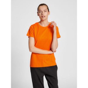 Koszulka damska Hummel Red Basic. Brązowe bluzki Hummel, s, bez wzorów, z bawełny, sportowe, bez kołnierzyka, bez ramiączek. Za 101,00 zł.