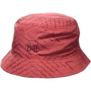 Kapelusz trekkingowy damski Buff Travel Bucket UPF 50+. Czerwone kapelusze Buff, bez wzorów, sportowe. W wyprzedaży za 97,93 zł.