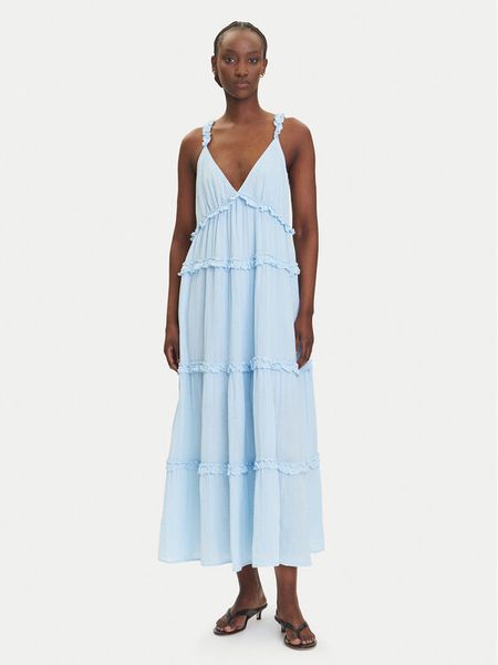 YAS Sukienka letnia Anina 26038014 Błękitny Regular Fit. Niebieskie kombinezony YAS, na lato, bez wzorów, z bawełny, bez kołnierzyka, bez ramiączek. Za 319,99 zł.