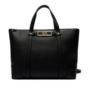 Torebka Armani Exchange. Czarne shopper bag Armani Exchange, bez wzorów, bez dodatków. Za 709,99 zł.