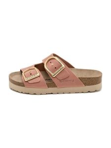 Billowy Skórzane klapki w kolorze jasnoróżowym rozmiar: 40. Różowe klapki Billowy, bez wzorów, z otwartym noskiem, bez obcasa. Za 152,99 zł.