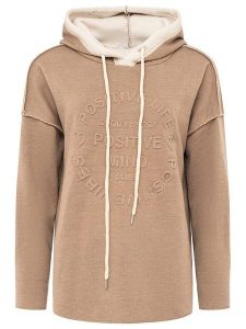 Zwillingsherz Bluza "Positive Mind" w kolorze jasnobrązowym rozmiar: L/XL. Brązowe bluzy Zwillingsherz, l, bez wzorów, z kapturem. Za 176,08 zł.