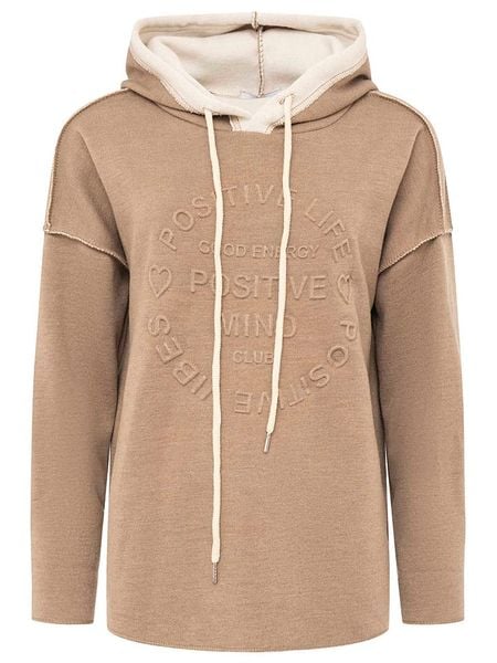 Zwillingsherz Bluza "Positive Mind" w kolorze jasnobrązowym rozmiar: L/XL. Brązowe bluzy Zwillingsherz, l, bez wzorów, z kapturem. Za 206,42 zł.