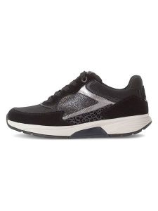 Gabor Skórzane sneakersy w kolorze srebrno-czarnym rozmiar: 38. Czarne trampki Gabor, bez wzorów, ze skóry, bez zapięcia. Za 219,95 zł.