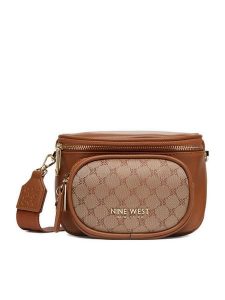 Nine West Torebka CEO-OLIVIA-O24294 Brązowy. Brązowe listonoszki Nine West, bez wzorów, z materiału, bez dodatków. Za 199,99 zł.