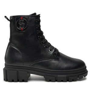 Trapery s.Oliver. Czarne buty zimowe s.Oliver, bez obcasa, bez zapięcia. Za 309,99 zł.