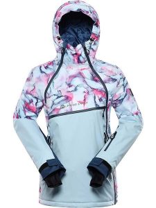 Alpine Pro Kurtka narciarska "Omeqa" w kolorze miętowym ze wzorem rozmiar: M. Zielone kurtki sportowe Alpine Pro, m, bez wzorów, bez kaptura, narciarskie. Za 434,85 zł.