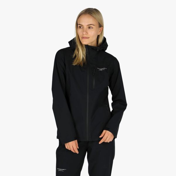 Kurtka shell turystyka damska Swedemount Abisko Shell Rain Jacket wodoodporna. Czarne kurtki SWEDEMOUNT, bez wzorów, bez kaptura. Za 599,99 zł.