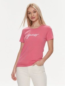 Guess T-Shirt Carrie O4RM09 KBBU1 Biały Regular Fit. Czerwone t-shirty Guess, xs, z aplikacjami, z bawełny, bez kołnierzyka, bez ramiączek. Za 229,99 zł.