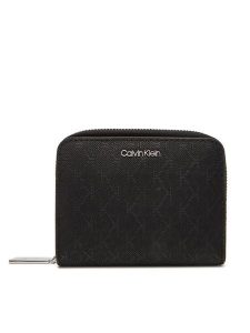 Calvin Klein Portfel Ck Must Aop Md Zip Around W Flap LV04F1037G Czarny. Czarne portfele Calvin Klein, bez wzorów, ze skóry. Za 209,99 zł.