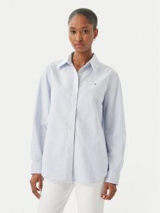 Tommy Hilfiger Koszula WW0WW46111 Niebieski jasny Regular Fit. Niebieskie koszule TOMMY HILFIGER, bez wzorów, z bawełny, bez kołnierzyka, bez ramiączek. Za 409,99 zł.