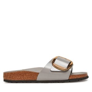 Klapki Birkenstock. Szare klapki Birkenstock, bez wzorów, bez obcasa. Za 499,99 zł.