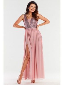 Awama Sukienka w kolorze jasnoróżowym rozmiar: XL. Różowe sukienki Awama, na co dzień, xl, bez wzorów, bez kołnierzyka, bez ramiączek, maxi, proste. Za 279,99 zł.